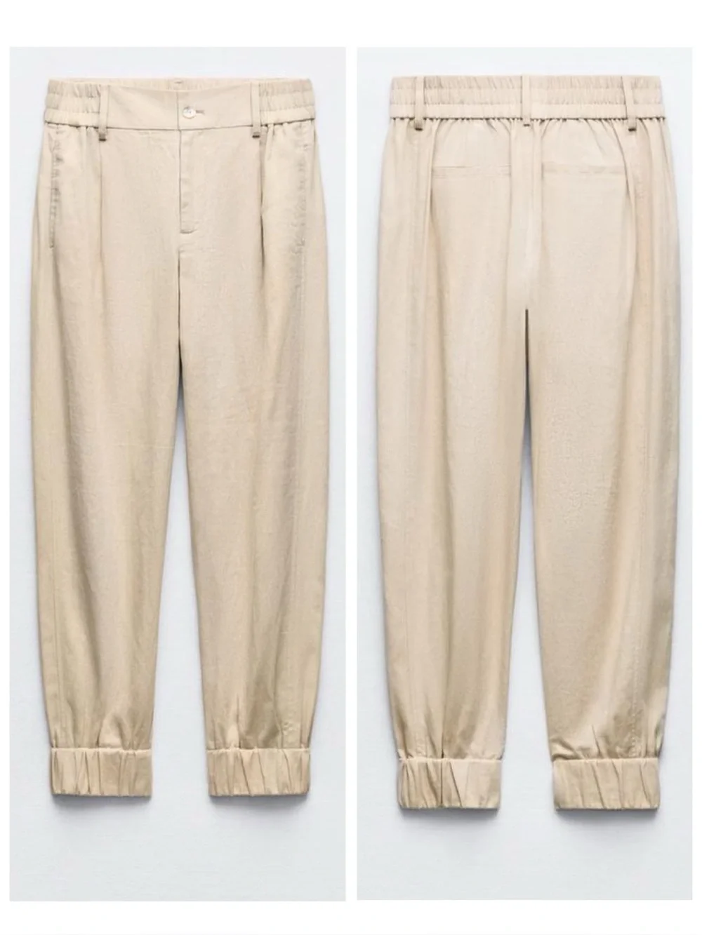 🔸NWT🔸 Zara Linen Blend Jogger Pants in Sand - XS